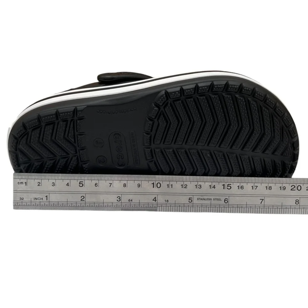 Crocs Crocband Big Boys Girls Slip-on Clog Size 2 J2 Black White Water Friendly